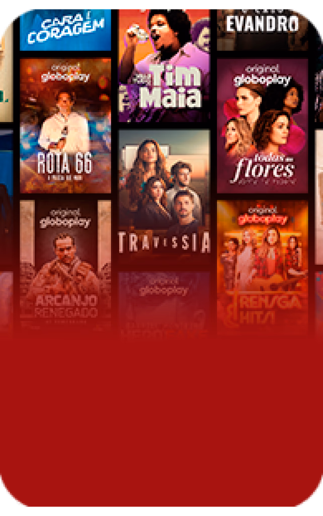 Produções do Globoplay na arte original dos parceiros Netpeu